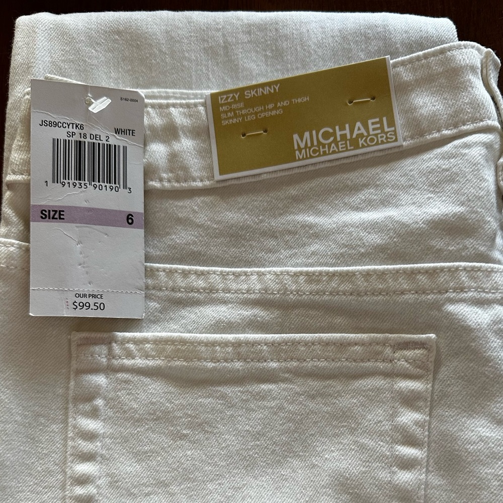 Michael Kors White Izzy Skinny Mid Rise - NEW